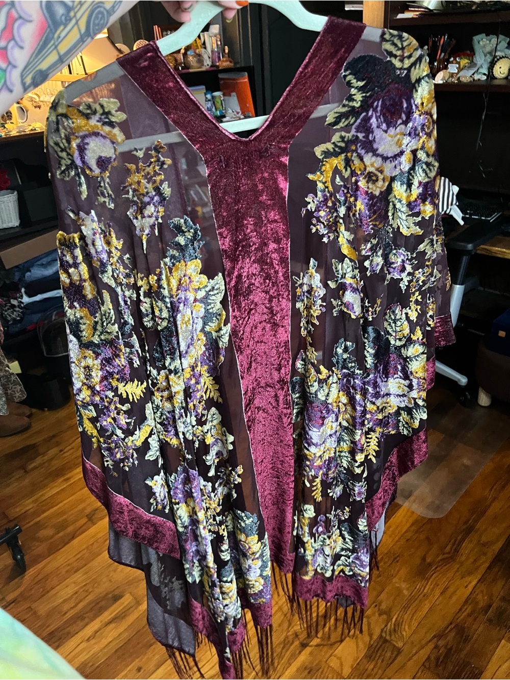 Origami by Vivien Velvet Burgundy Open Cardigan